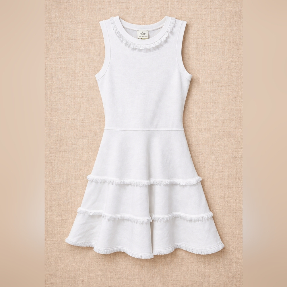 Kate Spade New York Off-White Fringe Trim Tiered Dress M | NWOT - Picture 3 of 5